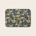 Midnight blue hand-drawn vintage garden  Bath Mat Gallery Image 1