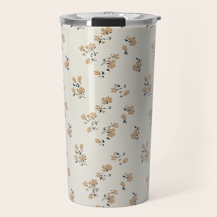 VINTAGE FLORAL NEUTRAL Travel Mug Gallery Image 1