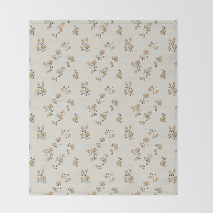 VINTAGE FLORAL NEUTRAL Throw Blanket Gallery Image 2