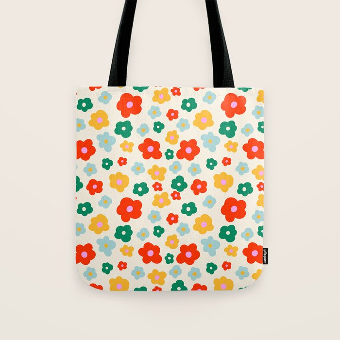Colorful Ditzy Flowers  Tote Bag Gallery Image 1