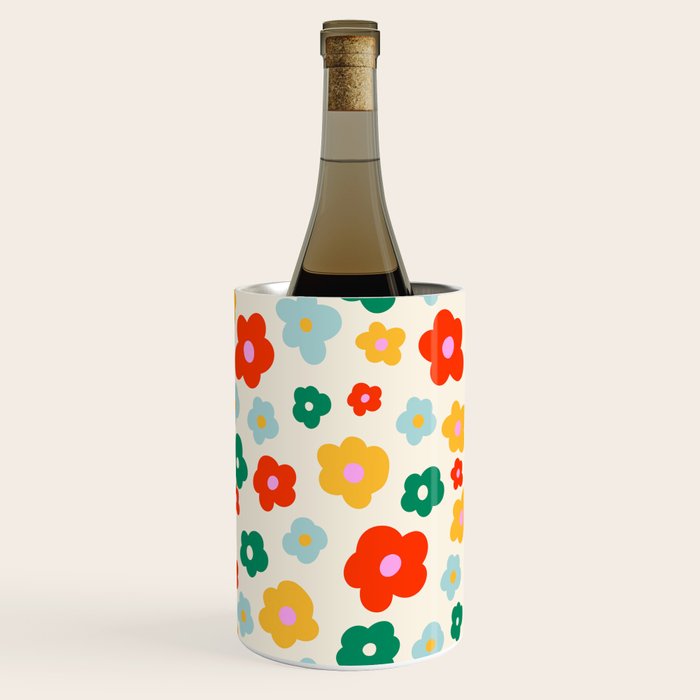Colorful Ditzy Flowers  Wine Chiller Gallery Image 3