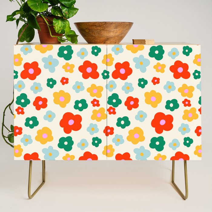 Colorful Ditzy Flowers  Credenza Gallery Image 1