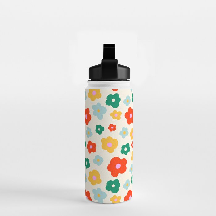 Colorful Ditzy Flowers  Water Bottle Gallery Image 2