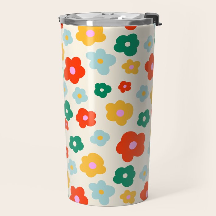 Colorful Ditzy Flowers  Travel Mug Gallery Image 2