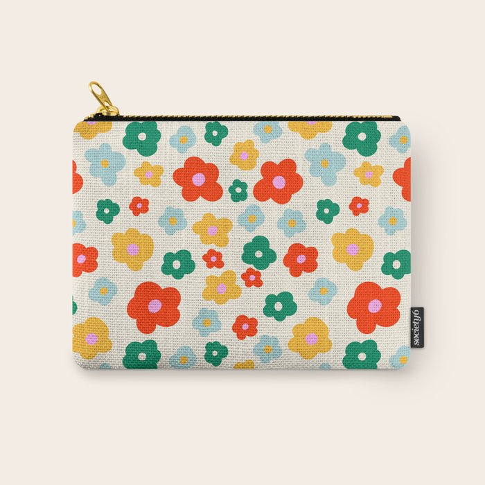 Colorful Ditzy Flowers  Carry All Pouch Gallery Image 1