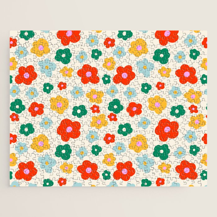 Colorful Ditzy Flowers  Jigsaw Puzzle Gallery Image 1