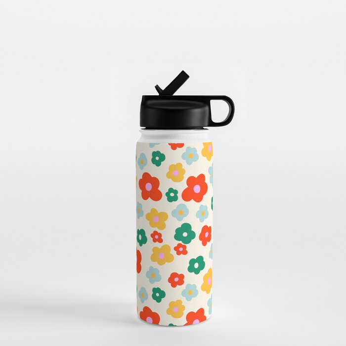 Colorful Ditzy Flowers  Water Bottle Gallery Image 1