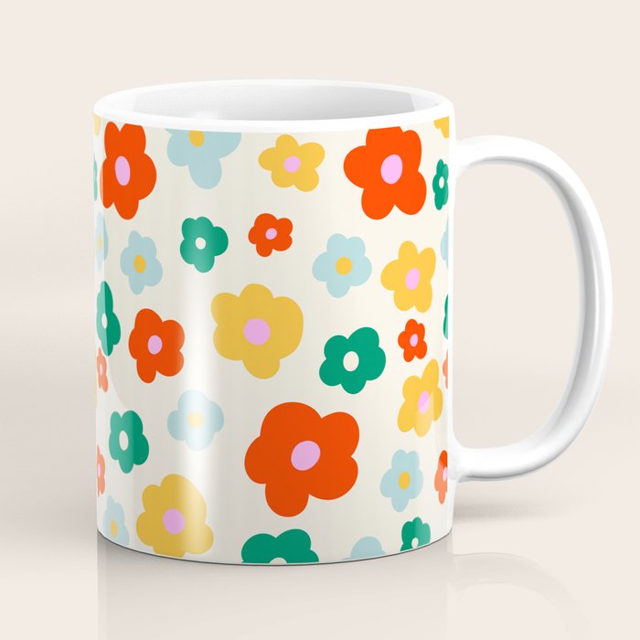 Colorful Ditzy Flowers  Coffee Mug Gallery Image 1