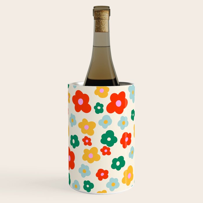 Colorful Ditzy Flowers  Wine Chiller Gallery Image 1