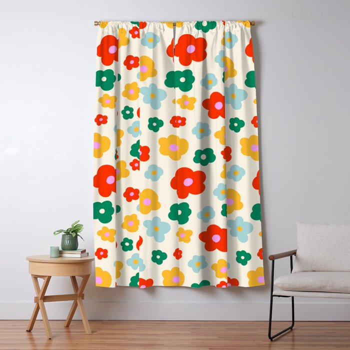 Colorful Ditzy Flowers  Window Curtain Gallery Image 1