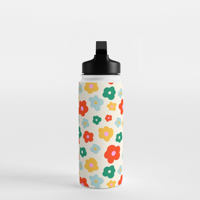 Colorful Ditzy Flowers  Water Bottle Gallery Image 3