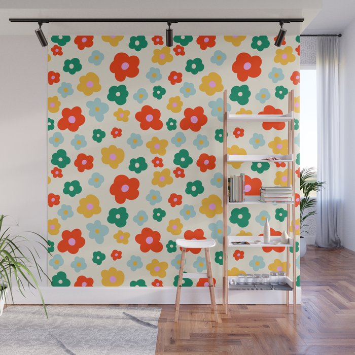 Colorful Ditzy Flowers  Wall Mural Gallery Image 1