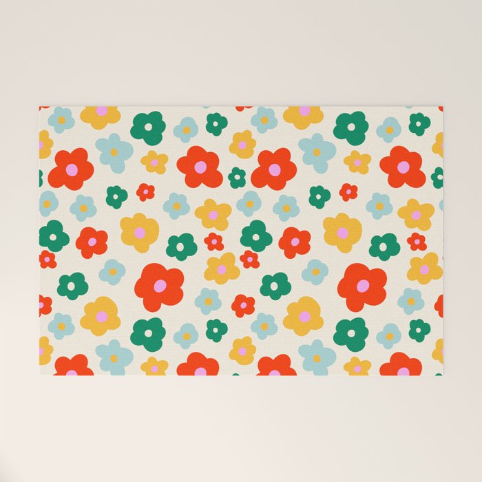 Colorful Ditzy Flowers  Welcome Mat Gallery Image 1