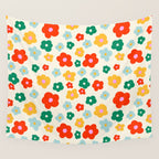 Colorful Ditzy Flowers  Wall Tapestry Gallery Image 4