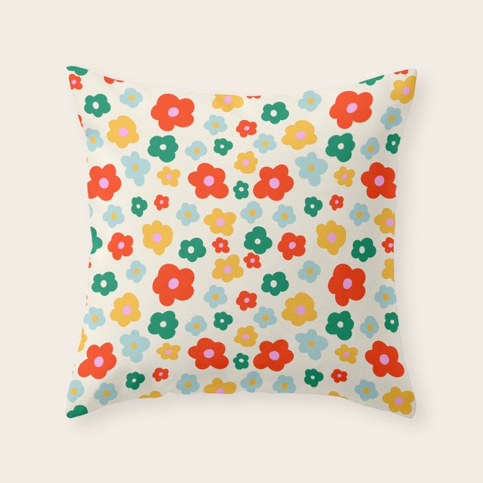 Colorful Ditzy Flowers  Throw Pillow Gallery Image 6