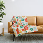 Colorful Ditzy Flowers  Throw Blanket Gallery Image 1