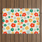 Colorful Ditzy Flowers  Outdoor Rug Gallery Image 1