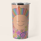Pastel Retro Hippie Boho Rainbows and Sunshine Poster Travel Mug Gallery Image 1