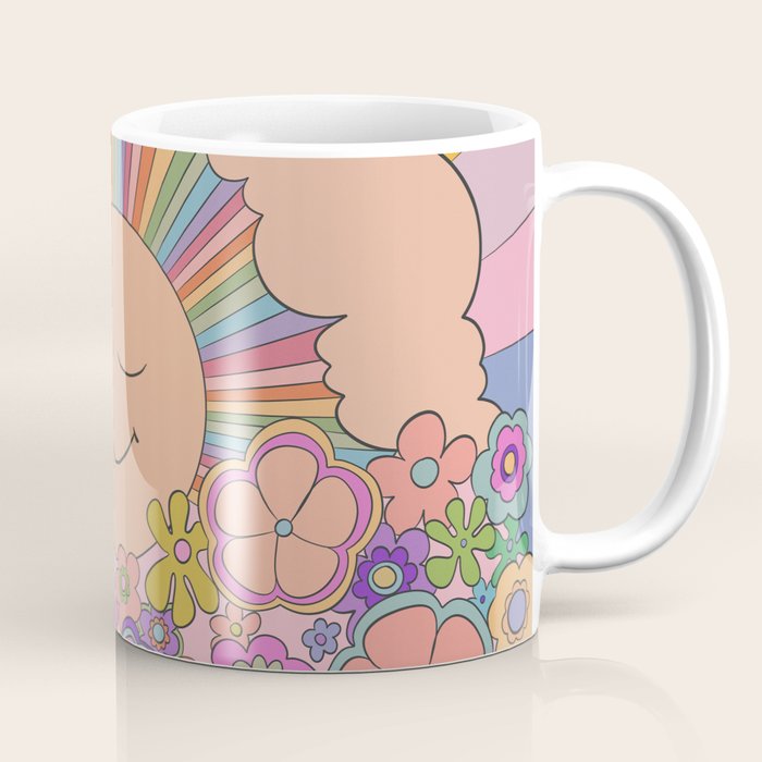 Pastel Retro Hippie Boho Rainbows and Sunshine Poster Coffee Mug Gallery Image 1