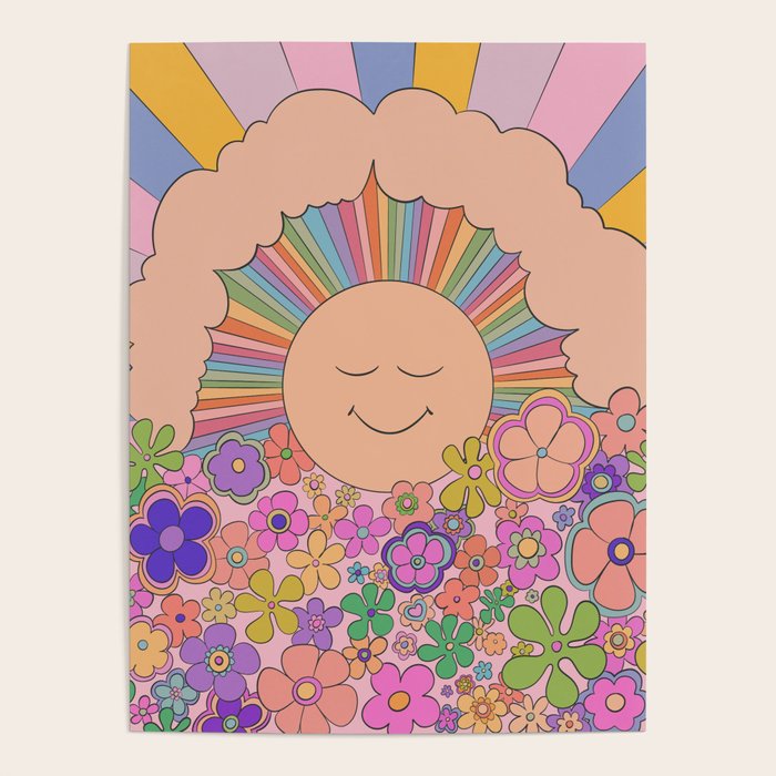 Pastel Retro Hippie Boho Rainbows and Sunshine Poster Poster Gallery Image 4