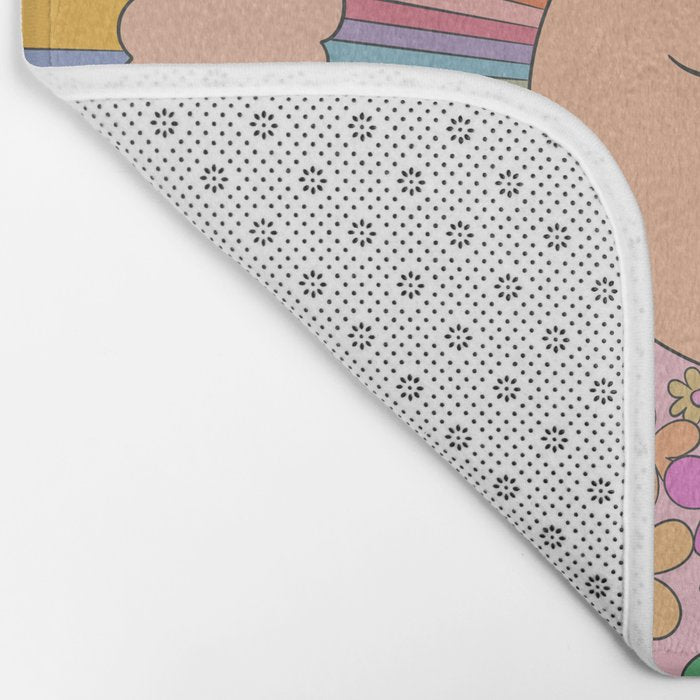 Pastel Retro Hippie Boho Rainbows and Sunshine Poster Bath Mat Gallery Image 2