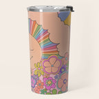 Pastel Retro Hippie Boho Rainbows and Sunshine Poster Travel Mug Gallery Image 2