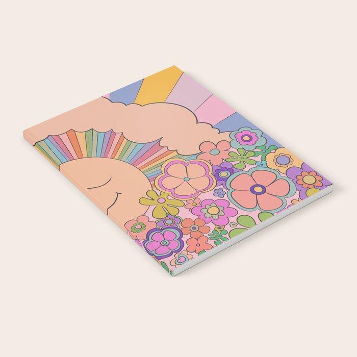 Pastel Retro Hippie Boho Rainbows and Sunshine Poster Notebook Gallery Image 1