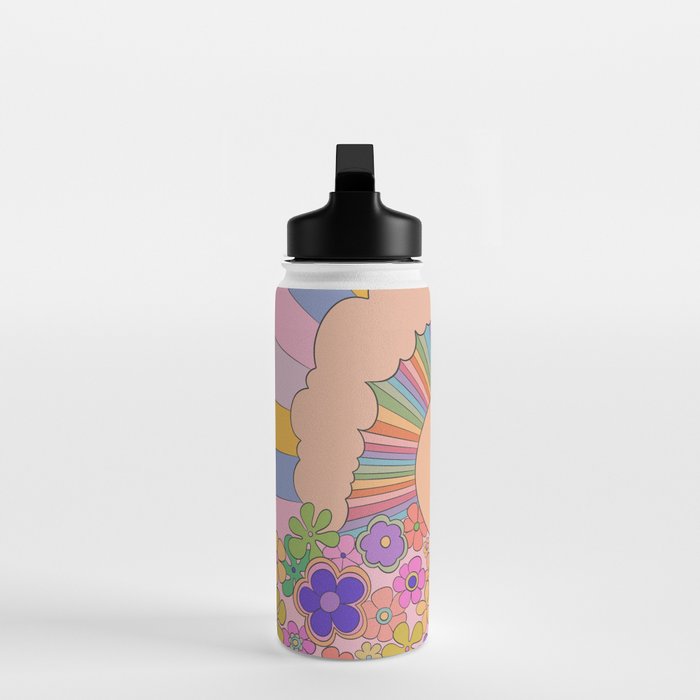 Pastel Retro Hippie Boho Rainbows and Sunshine Poster Water Bottle Gallery Image 3