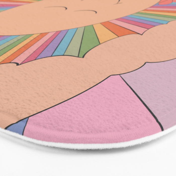 Pastel Retro Hippie Boho Rainbows and Sunshine Poster Bath Mat Gallery Image 3
