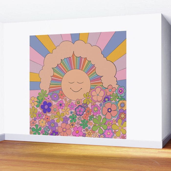 Pastel Retro Hippie Boho Rainbows and Sunshine Poster Wall Mural Gallery Image 2