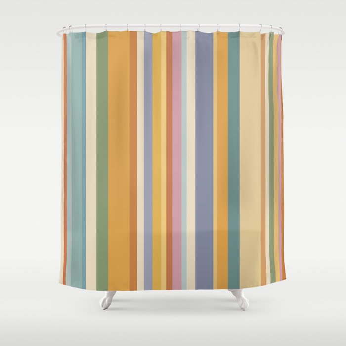 Classic Stripes VI - Vintage Pastel Shower Curtain Gallery Image 1