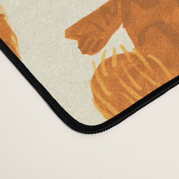 Sleepy Cozy Kitty Cats in Buttercup & Orange Desk Mat Gallery Image 4