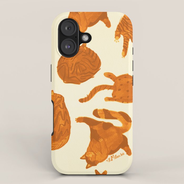 Sleepy Cozy Kitty Cats in Buttercup & Orange iPhone Case Gallery Image 1
