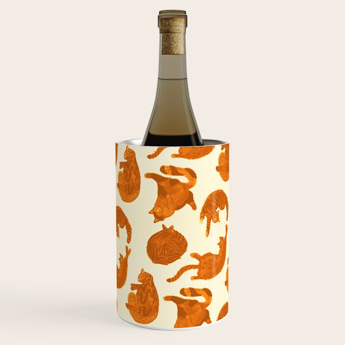Sleepy Cozy Kitty Cats in Buttercup & Orange Wine Chiller Gallery Image 1