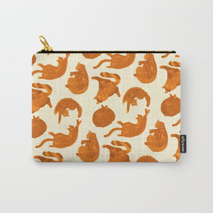 Sleepy Cozy Kitty Cats in Buttercup & Orange Carry All Pouch Gallery Image 1