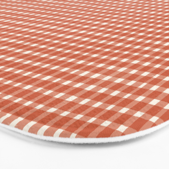 Red White Gingham Check Bath Mat Gallery Image 3