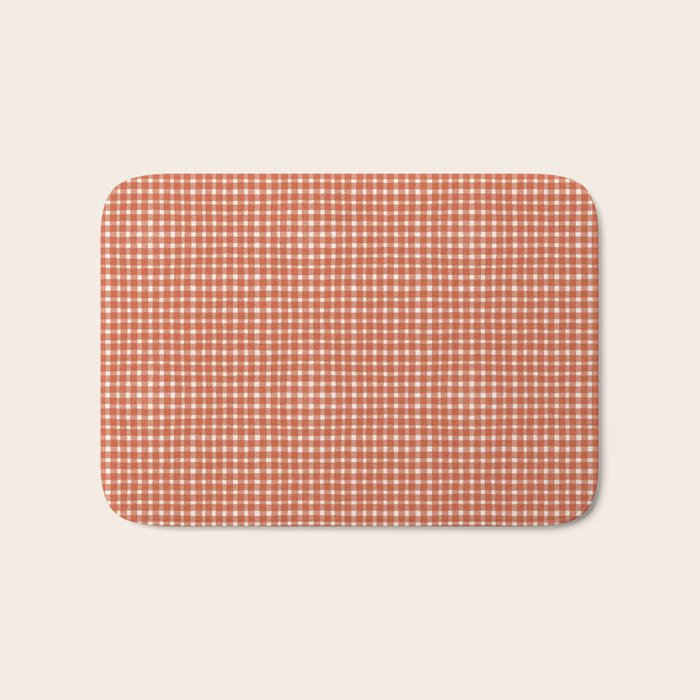 Red White Gingham Check Bath Mat Gallery Image 1