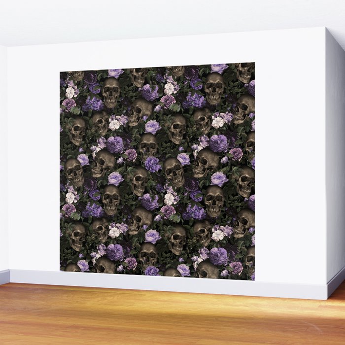 Skull and Rose Garden Wall Mural Gallery Image 2