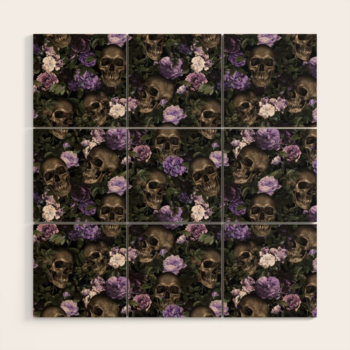 Skull and Rose Garden Wood Wall Art Gallery Image 1