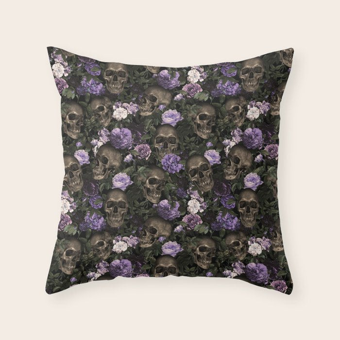 Skull and Rose Garden Throw Pillow Gallery Image 6