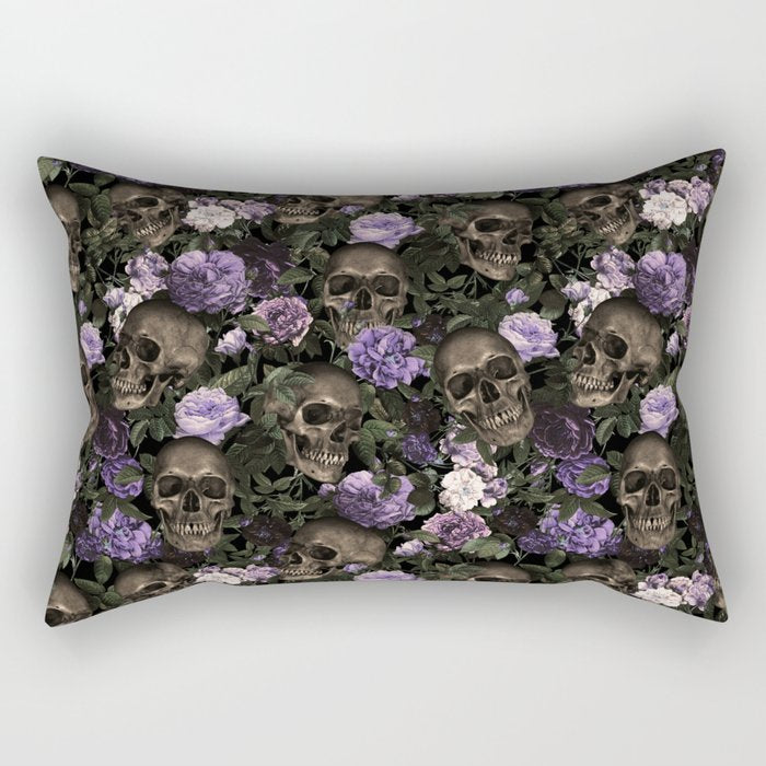 Skull and Rose Garden Rectangular Pillow Gallery Image 1