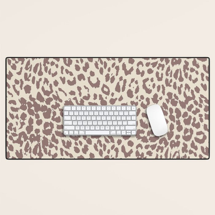 Light Tan Leopard Desk Mat Gallery Image 1
