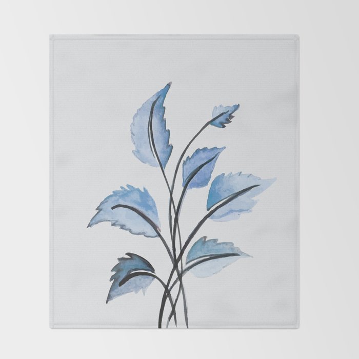 Blue leaves Throw Blanket Gallery Image 2