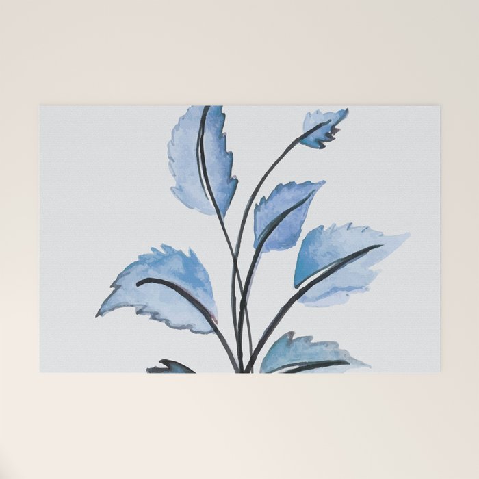 Blue leaves Welcome Mat Gallery Image 1