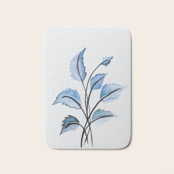 Blue leaves Bath Mat Gallery Image 1