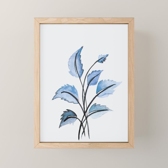 Blue leaves Mini Art Print Gallery Image 1