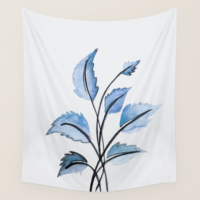 Blue leaves Wall Tapestry Gallery Image 4