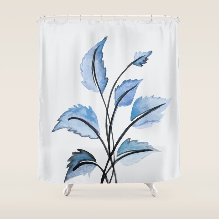 Blue leaves Shower Curtain Gallery Image 1