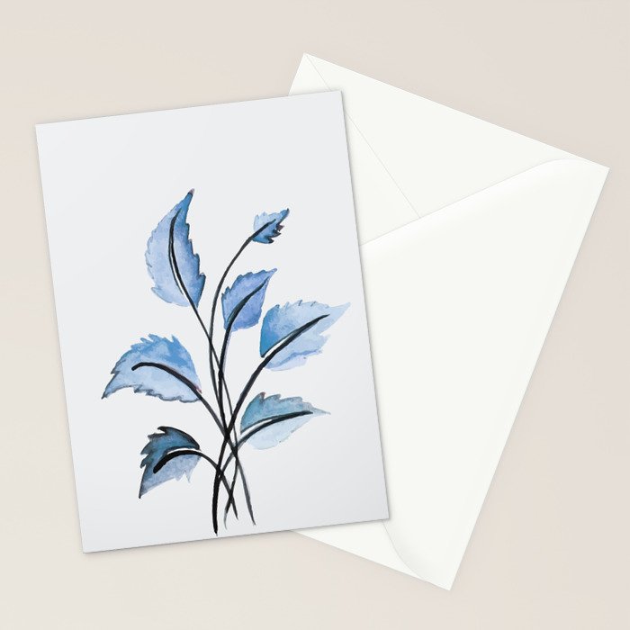Blue leaves Stationery Card Gallery Image 2