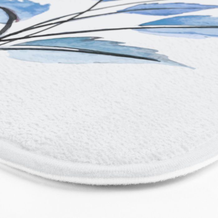 Blue leaves Bath Mat Gallery Image 3